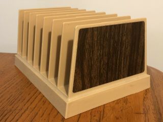 Vtg Mid Century Tan Plastic Wood Look Desk Office 7 - Slot Mail Organizer