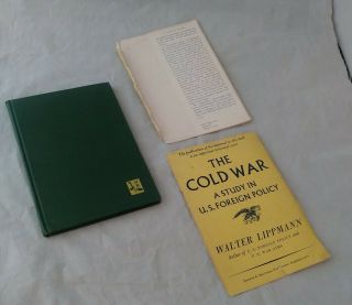 THE COLD WAR: A Study In U.  S.  Foreign Policy by Walter Lippmann 1947 Hardcover 2