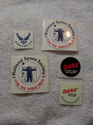 Vintage National Space Society Stickers - D.  A.  R.  E.  Stickers - U.  S.  Air Force