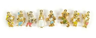 Snow White & 7 Dwarfs Vintage Pendants / Charms For Jewelry Making,  1960s 1970s