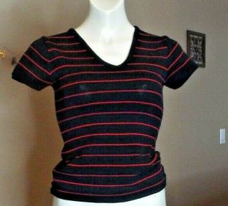 Vintage 1980s Great American Sportswear Co.  G.  A.  S.  Striped V - Neck Sweater Size M