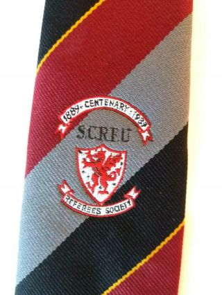 Scrfu Referees Society 1889 - 1989 Rugby Club Tie Red Polyester Vintage T86