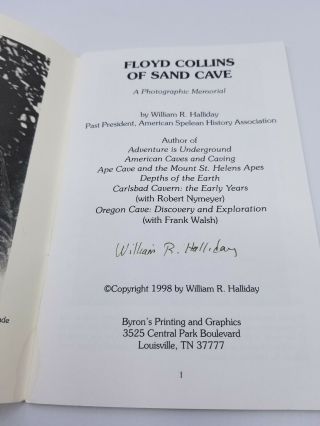 Floyd Collins of Sand Cave: A Photographic Memorial by Will Halliday (Signed) 3