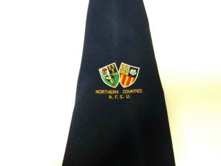 Northern Counties Rfsu Rugby Club Tie Blue Polyester Vintage T69