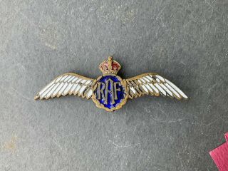 Vintage Raf Royal Air Force Sweetheart Pin Badge Military Brooch Kings Crown Ww2