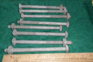 8 - 1/2 " X 7 " Vintage Galvanized Square Head Bolts With Square Nuts Steampunk