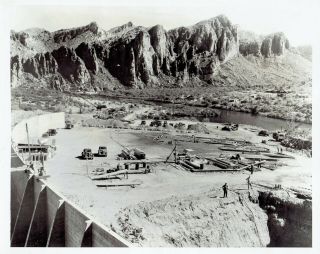 1937 Vintage Photo Construction Of Spillway At Stewart Mountain Dam In Arizona