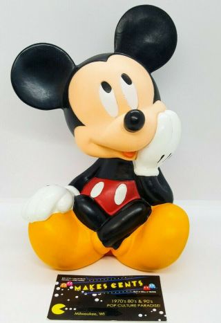 Vintage Walt Disney Applause Sitting Mickey Mouse Piggy Bank Plastic