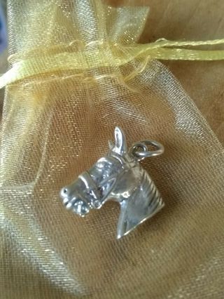 Vintage Sterling Silver Charm Lucky Horse Head Bust For Charm Bracelet