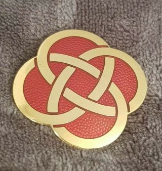 Vintage Celtic Sea Gems Enamel Gold Tone Red Celtic Knot Brooch Pin