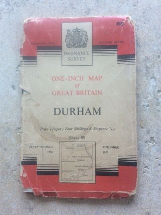 Durham 1955 Map Vintage Os Ordnance Survey Map 1 Inch To 1 Mile Mancave