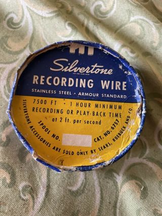 Vintage Sears & Roebuck Silvertone Recording Wire,  Stainless Steel 7500 1929