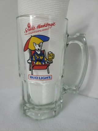 Spuds Mackenzie Vintage Beach Themed Glass Stein 1987 Beer Mug