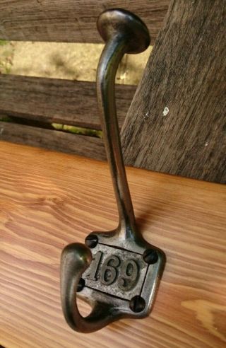 Vintage Numbered Cast Iron School Coat Hooks,  Screws