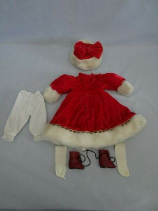 Doll Dress Red Velvet White Fur Trim For 15 - 18 " Dolls Shoes Hat Pantaloons Socks