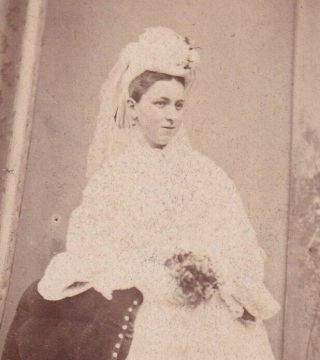E Harrison Kidderminster Portrait Bride Victorian Antique Cdv Carte De Visite