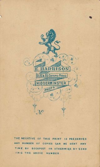 E Harrison Kidderminster portrait bride Victorian Antique CDV Carte de Visite 3