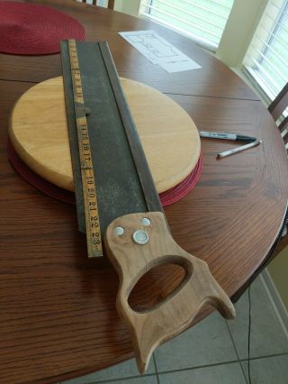 Vintage Warranted Superior Back Miter Saw 22.  5 " Blade Wood Handle Handsaw Tenon