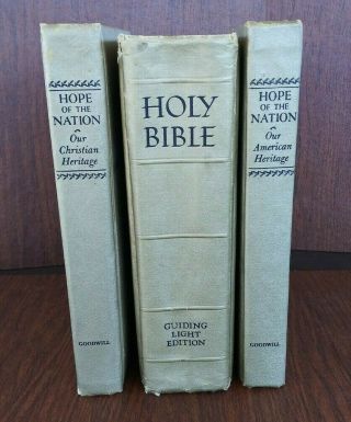 Vintage Good Will Publishing Hope Of The Nation Set And Holy Bible - Gold Covers