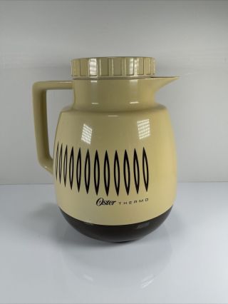 Oster Thermo Insulated Pitcher 2 Quart Coffee Carafe Vintage Beige Brown Mcm