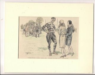 4 Vintage Punch Rugby Cartoons Ready For Framing