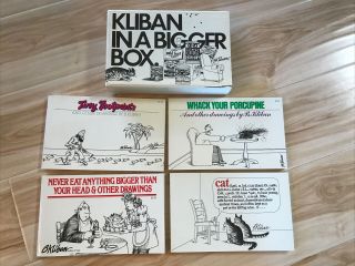 Kliban In A Bigger Box,  4 Book Set By B.  Kliban Cat Tiny Footprints Porcupine