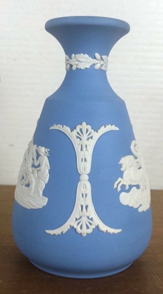 Vintage Pretty Wedgwood Jasperware Blue Small Bud Vase
