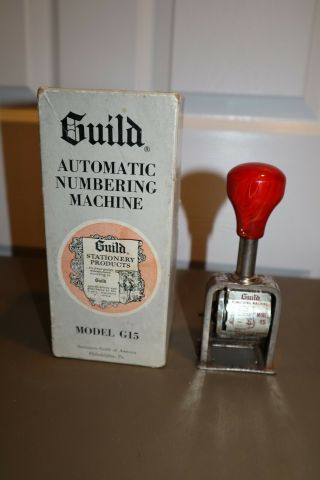 Vintage Guild Automatic Numbering Machine Model G15 Self Ink Stamper Stamp