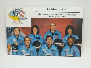 Vintage Portrait Crew Of The Space Shuttle Challenger 86 Memorium Postcard Nasa