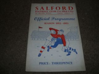 Rare Vintage Salford V Hunslet 31st January 1953