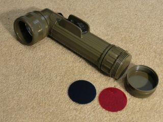 Vintage Fulton Mx - 991/u Us Army Military Angle Signal Flashlight W/lenses