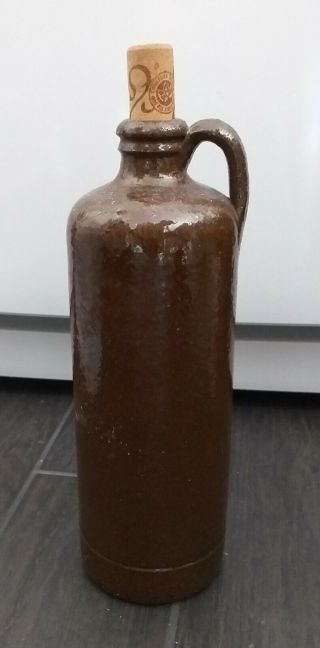 Vintage Dutch Stoneware Bottle With A Handle Reenactment Or Decorative