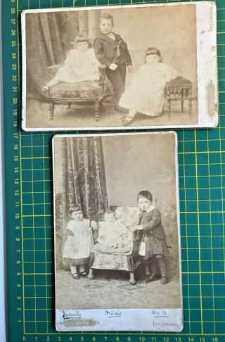2 X Cabinet C1870s D Whyte Inverness Scottish Kilt Photograph Children Boy Girls