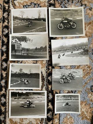 8 Vintage Black And White Photos Of Motor Bike Racing And Sidecars