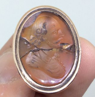 A Antique Georgian Pinchbeck Carved Agate Intaglio Bust Seal Fob Chatelaine A/f