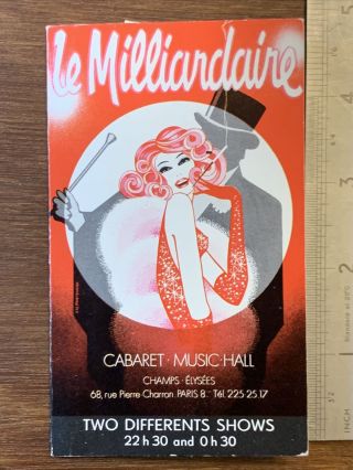 Vintage Le Milliardaire Cabaret Nightclub Music Hall Paris Female Reveal Decal 2