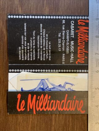 Vintage Le Milliardaire Cabaret Nightclub Music Hall Paris Female Reveal Decal 3