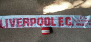 Liverpool V Everton 1986 Fa Cup Final Satin Scarf And Vintage Wristbands.