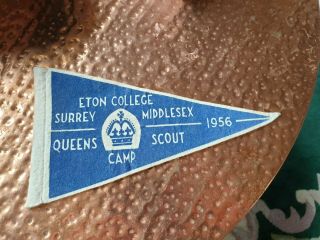 Vintage Scout Pennant/flag - - 1956 Eton College Surrey Middlesex Queens Scout Camp