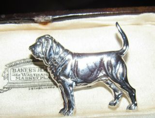 Vintage Style Jewellery Sterling Silver Bloodhound Hunting Dog Animal Brooch Pin