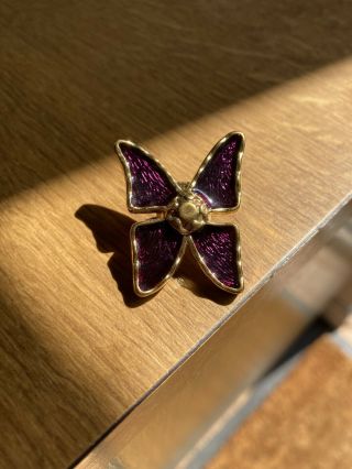 Yves Saint Laurent Ysl Designer 80’s Vintage Butterfly Brooch Pin Jewellery