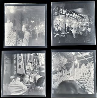 1955 Vintage Photographic Negative Hong Kong Night Market Street Scenes China