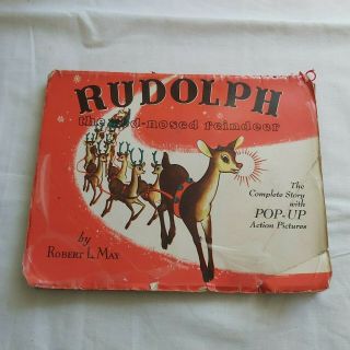 Vintage Rudolph The Red Nosed Reindeer Pop - Up Book.  R.  L.  May.  1939.