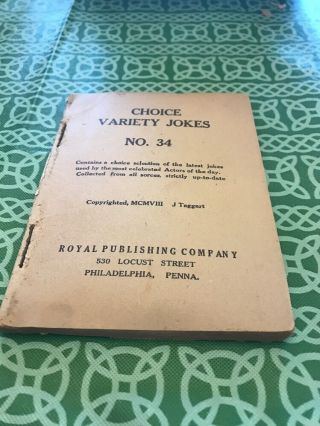 Antique Victorian Choice Variety Jokes No.  34 Royal Publishing Company J Taggart