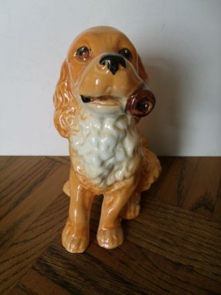 Spare Room Find Rare Vintage Sylvac " Spaniel With Pipe No 3275 " White & Tan
