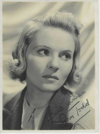 Vintage Portrait Photograph Signed By Actress Ann Todd