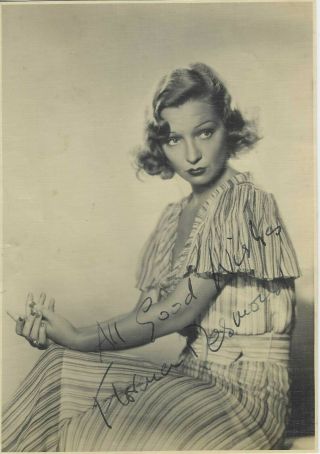 Vintage Portrait Photograph Signed By Actress Florence Desmond