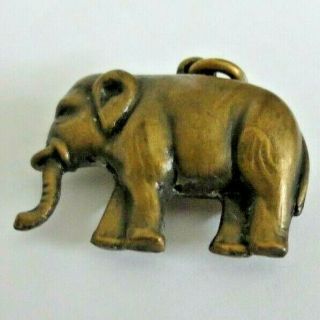 Vintage Brass Elephant Pendant / Charm / Pocket Watch Fob From Estate 1 "