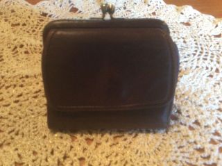 Fossil Vintage 1954 Brown Leather Small Wallet - Coin,  Card,  Bills; Kiss Lock