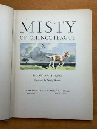 Misty of Chincoteague by Marguerite Henry,  1947,  1st edition,  1st printing 3